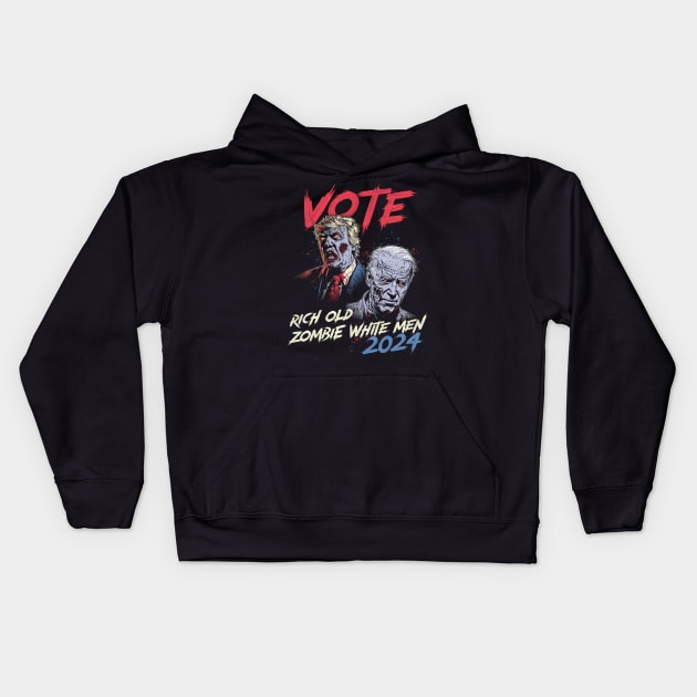 VOTE Zombie Trump & Biden 2024 Kids Hoodie by DankFutura